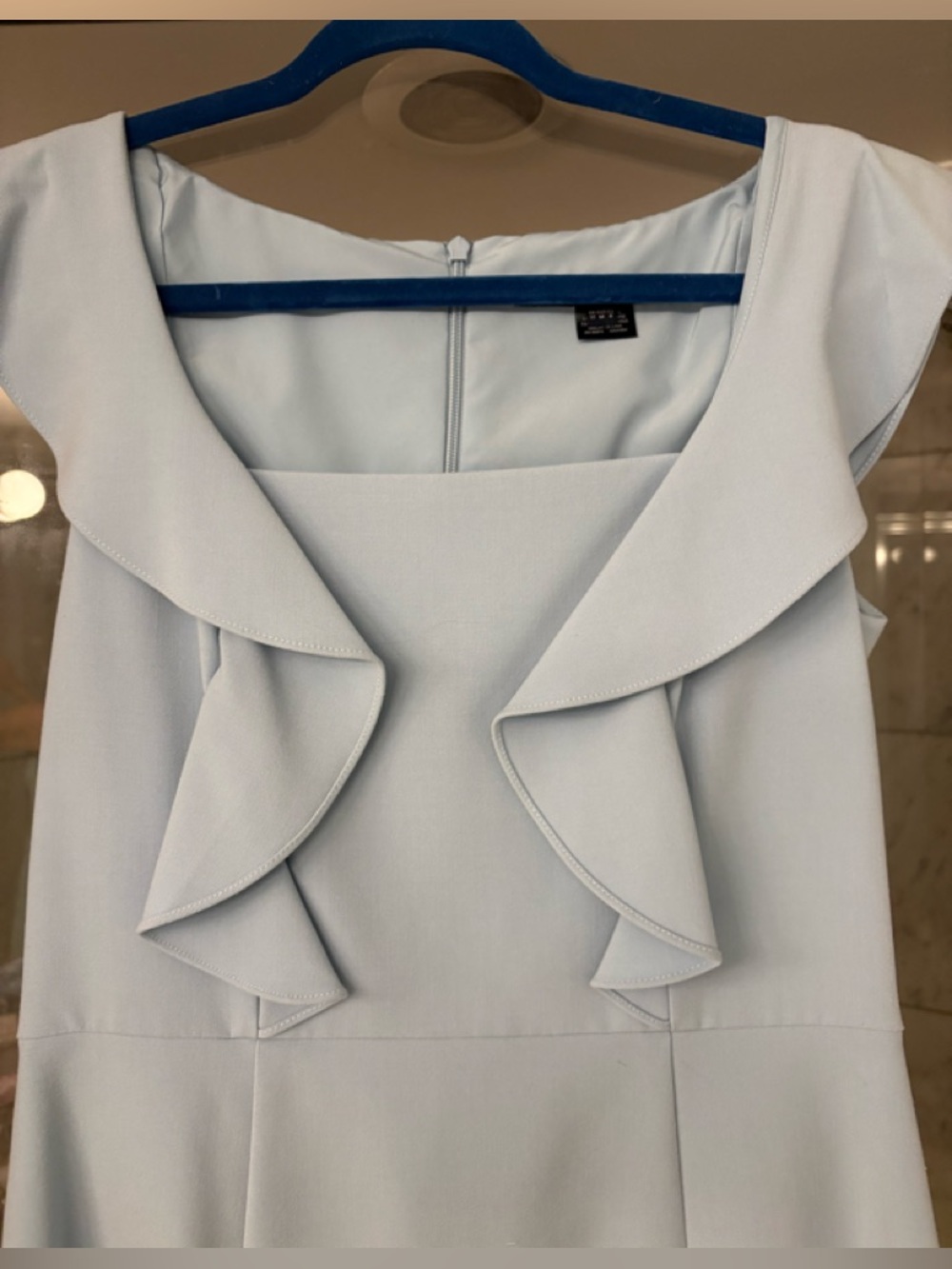 French Connection Pale Blue Ruffle Mini Dress - Picture 4 of 5